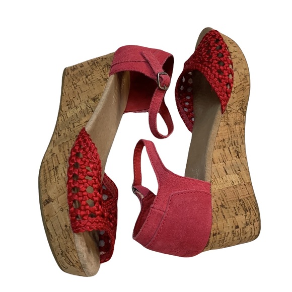 Toms Woven Platform Wedge Size 9 - Red - Picture 2 of 7